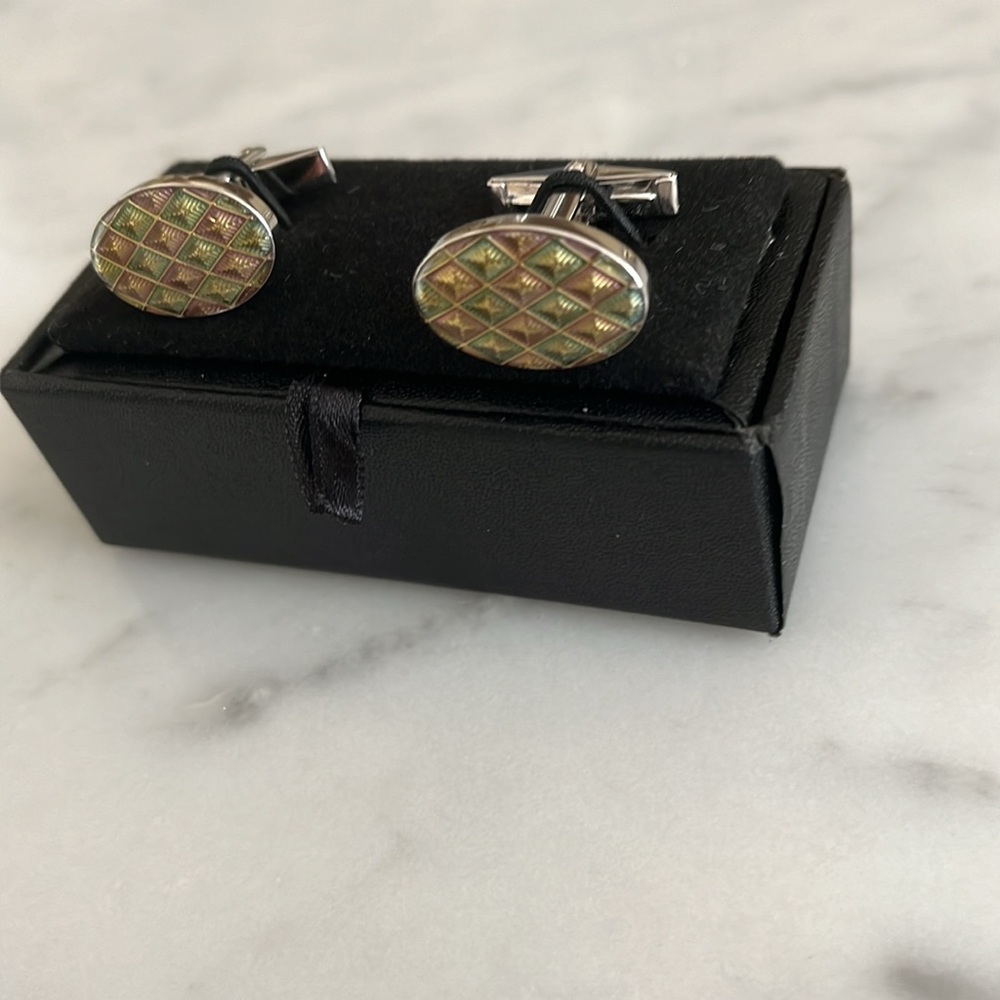 Dolan Bullock Lacquer Diamond Pattern Eurolink Cufflinks